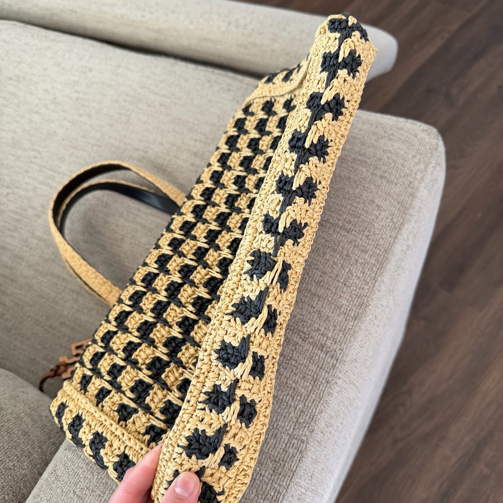 Tory Burch Black Raffia Straw Tote - Picture 8 of 10